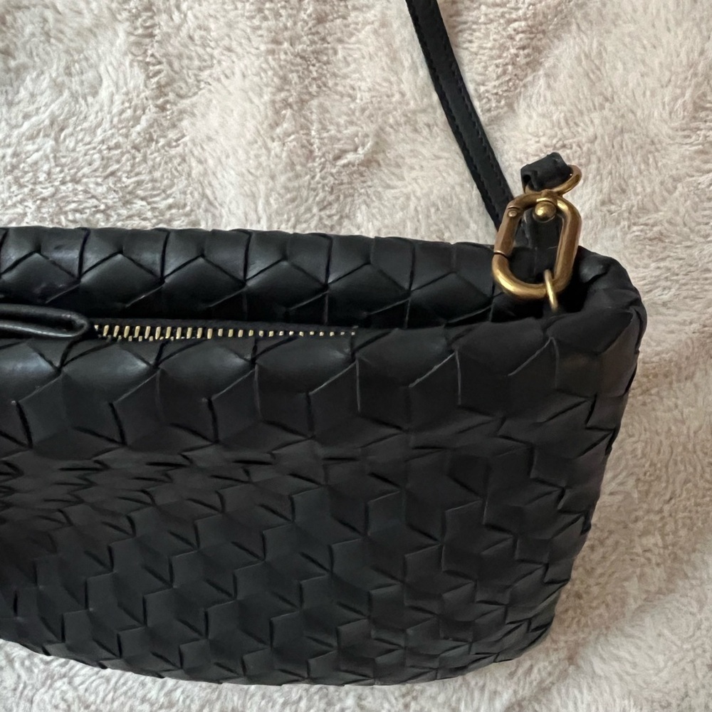 Madewell The Puff Crossbody Bag True Black Woven Leather - Picture 10 of 10